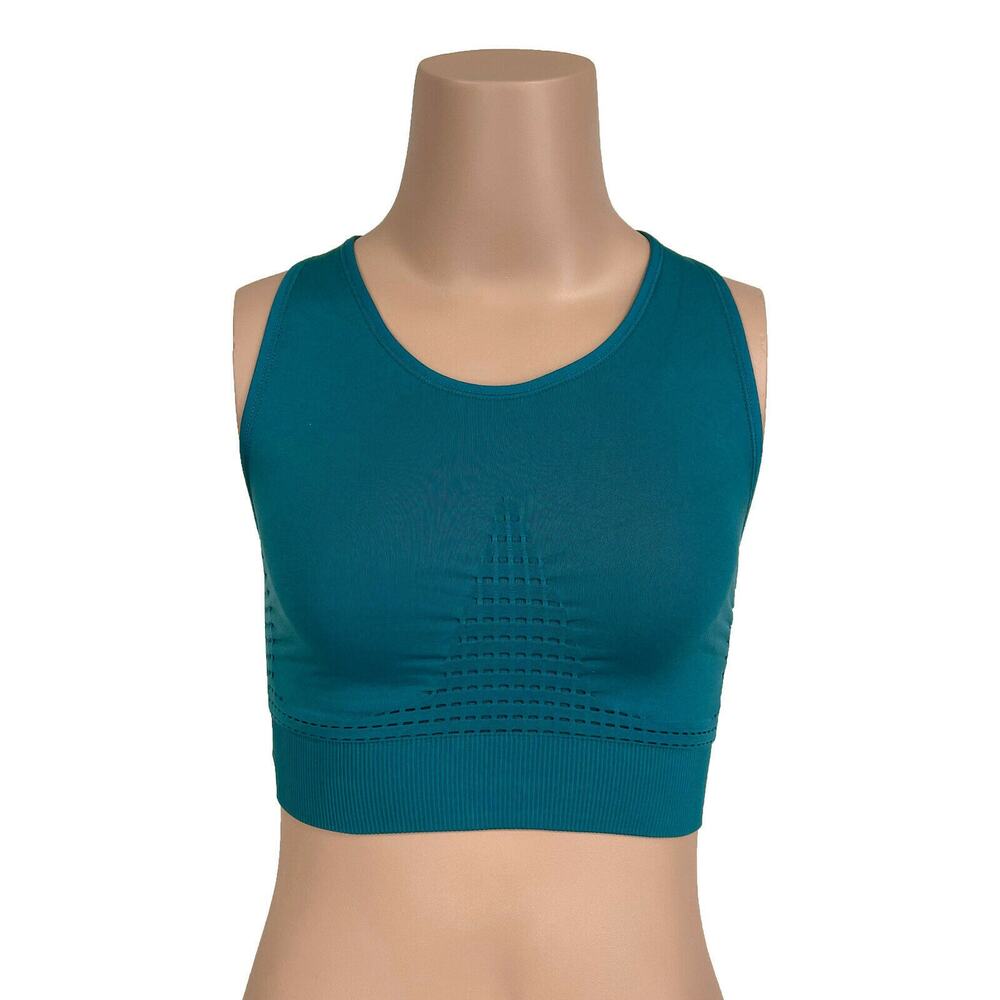 Sweaty Betty Stamina Sports Bra Sz XS 0 2 New $40 Blue Green Seamless Med Impact